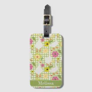 Étiquette À Bagage Oies mignonnes Aux Fleurs Dessinées À La Main - Gr