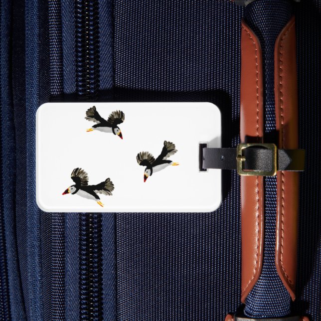 Étiquette À Bagage Oiseau Art Flying Puffins (Insitu Rectoal 4)