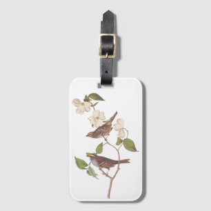 Étiquette À Bagage Oiseau Audubon à bec blanc dans le Dogwood
