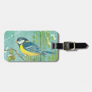 Étiquette À Bagage Oiseau bleu été perché sur un arbre