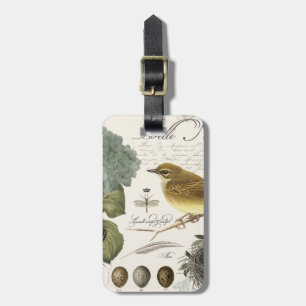 Étiquette À Bagage oiseau vintage et nid