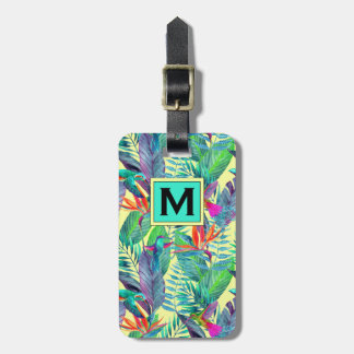 Étiquette À Bagage Oiseaux D'Aquarelle Dans La Jungle | Monogramme