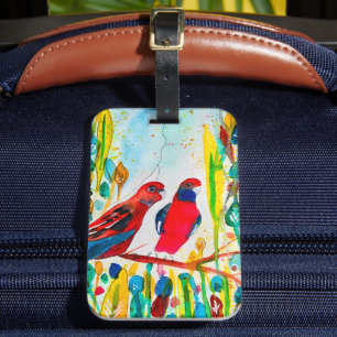 Étiquette À Bagage Oiseaux de Rosella dans l'art de l'aquarelle des a