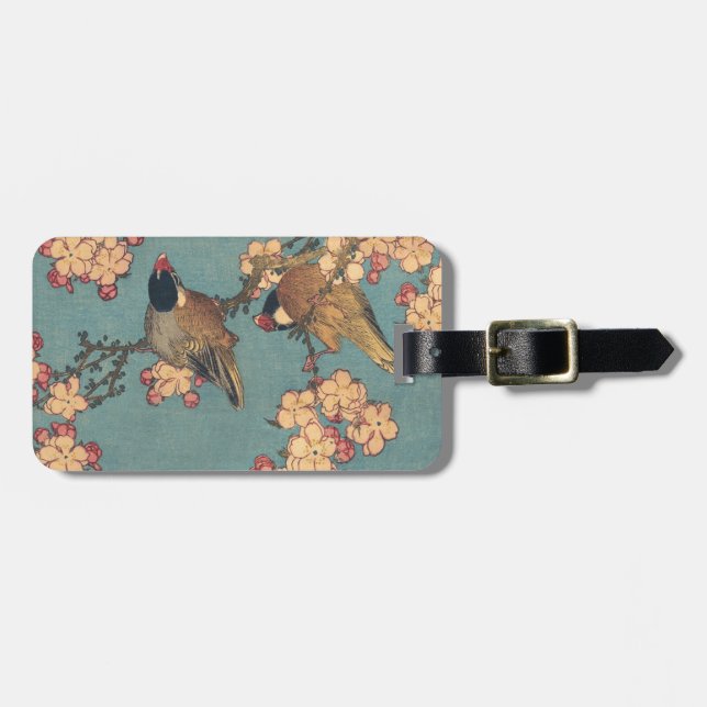 Étiquette À Bagage Oiseaux Fleurs Hokusai Art Japonais (Devant horizontal)