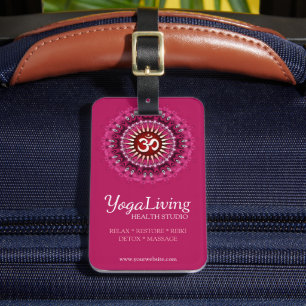 Étiquette À Bagage Om Yoga Pink Mandala Nouvel Âge
