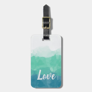 Étiquette À Bagage Ombre Turquoise Blue et Neo Mint Love
