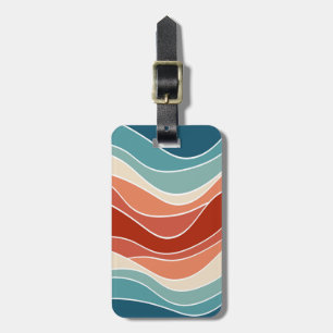 Étiquette À Bagage Ondes de style rétro multicolore