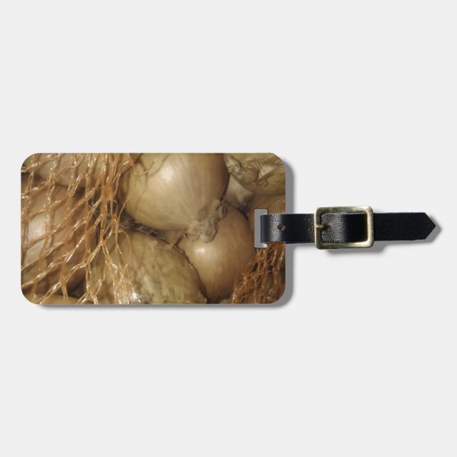 Étiquette À Bagage Onions In Net, Food Vegetables, Spicy Cooking (Devant horizontal)