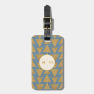 Étiquette À Bagage Or extérieur d'étape de Geo et motif bleu