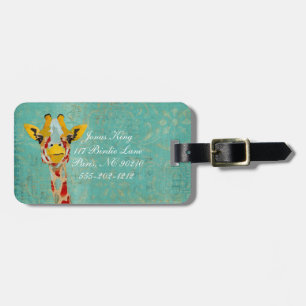 Étiquette À Bagage Or jetant un coup d'oeil l'étiquette de bagage de