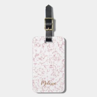 Étiquette À Bagage Or rose de marbre avec le monogramme fait sur