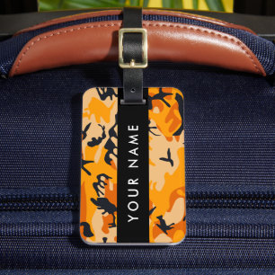 Étiquette À Bagage Orange Camouflage Votre nom Personnalisez