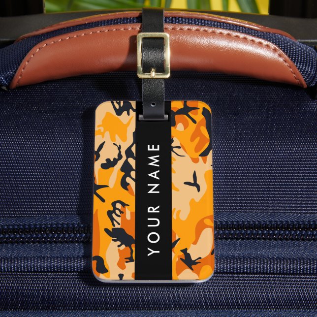 Étiquette À Bagage Orange Camouflage Votre nom Personnalisez (Insitu Rectoal 2)