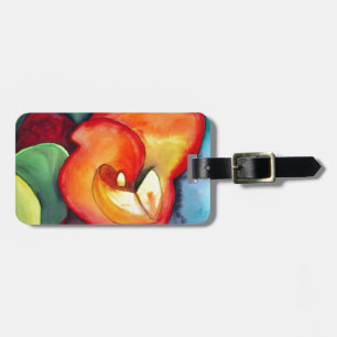 Étiquette À Bagage Orange Canna lily flower original watercolor art