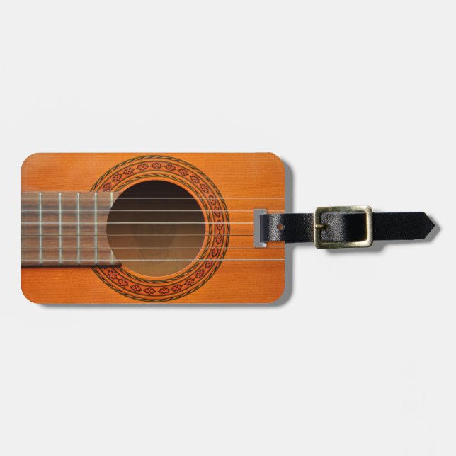 Étiquette À Bagage Orange classique de guitare bronzage (Devant horizontal)