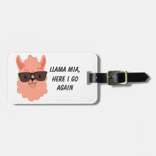 Étiquette À Bagage Orange de Mia de lama avec des lunettes de soleil
