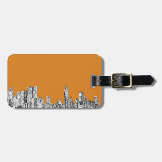 Étiquette À Bagage Orange d'horizon de New York (Devant horizontal)