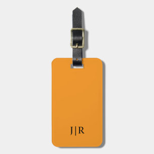 Étiquette À Bagage Orange et noir I Monogramme moderne