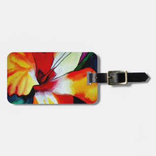 Étiquette À Bagage Orange Hibiscus fleurs tropicales aquarelle art
