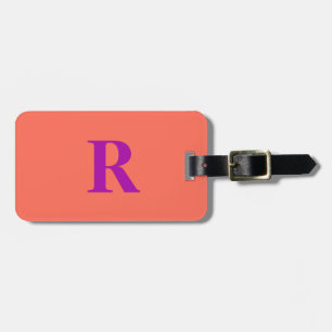 Étiquette À Bagage Orange rose violet couleur Monogramme initial Cade