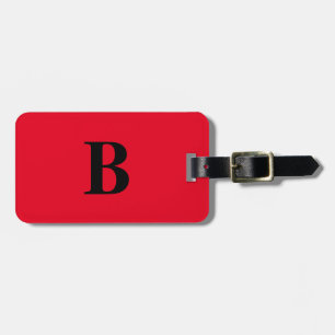Étiquette À Bagage Orange rouge brillant couleur Monogramme Nom perso