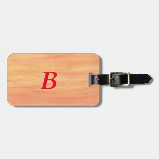 Étiquette À Bagage Orange Yellow Sunset Mélange Monogramme Bagages Ta (Devant horizontal)