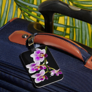 Étiquette À Bagage Orchidée blanche et violette