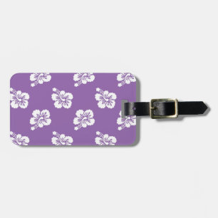 Étiquette À Bagage Orchidée d'Améthyste et Hibiscus blanc Floral