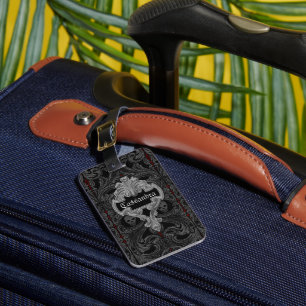 Étiquette À Bagage Ornement Goth Grey avec crâne personnalisé