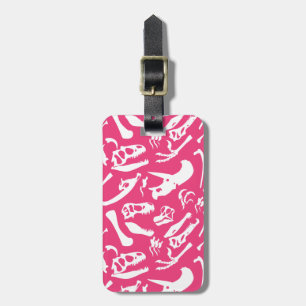 Étiquette À Bagage Os Dinosaures (Rose)
