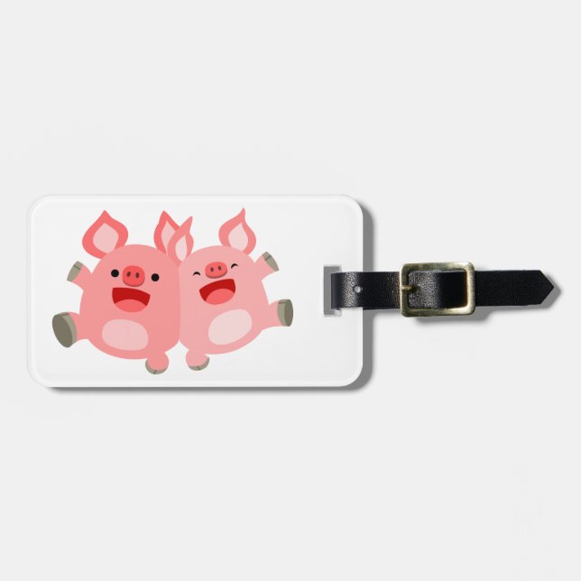 Étiquette À Bagage OUI ! ! Balise de bagage de cochons de dessin mign (Devant horizontal)