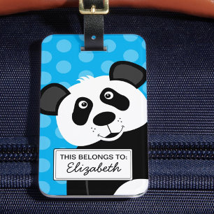 Étiquette À Bagage Ours Panda Bleu Enfants Animal Mignon