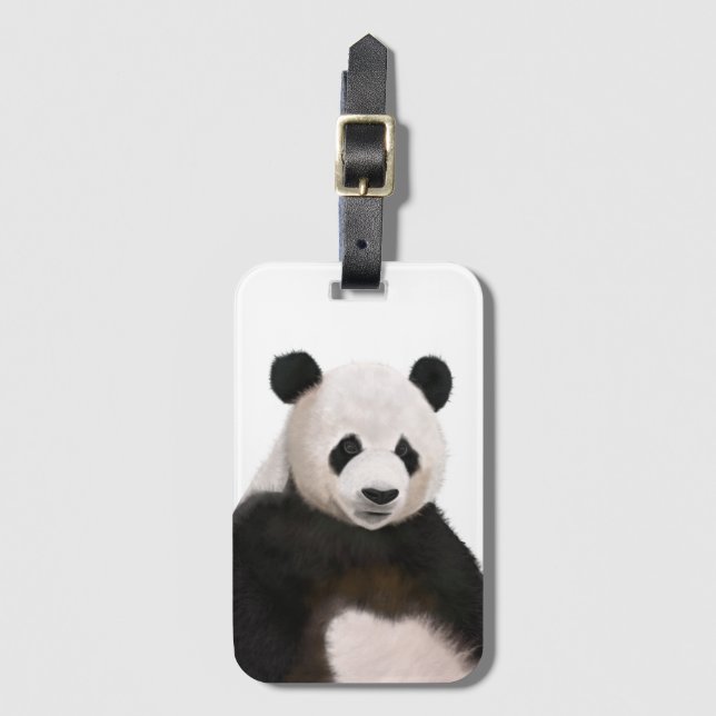 Étiquette À Bagage Ours Panda Fluffé Cute (Devant Vertical)