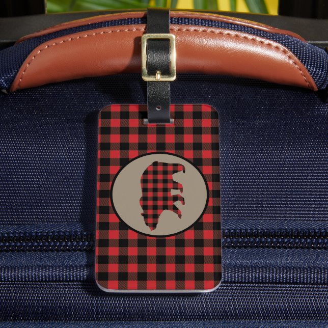 Étiquette À Bagage Ours Plaid Noir Rouge (Insitu Rectoal 2)