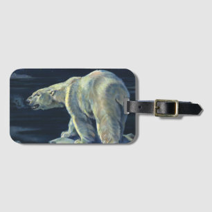 Étiquette À Bagage Ours polaire vintage, Animaux de la vie marine arc