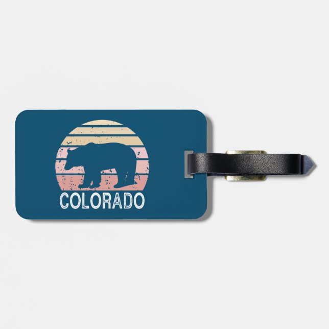 Étiquette À Bagage Ours rétro du Colorado (Dos horizontal)