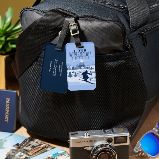 Étiquette À Bagage Outdoor Adventure snowboard hiver (Recto & Verso)