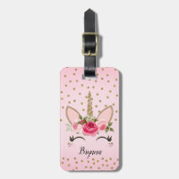 Paillettes dorées et licorne florale rose tendance
