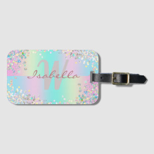 Étiquette À Bagage Paillettes holographiques de licorne