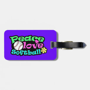 Étiquette À Bagage Paix, Amour, Softball