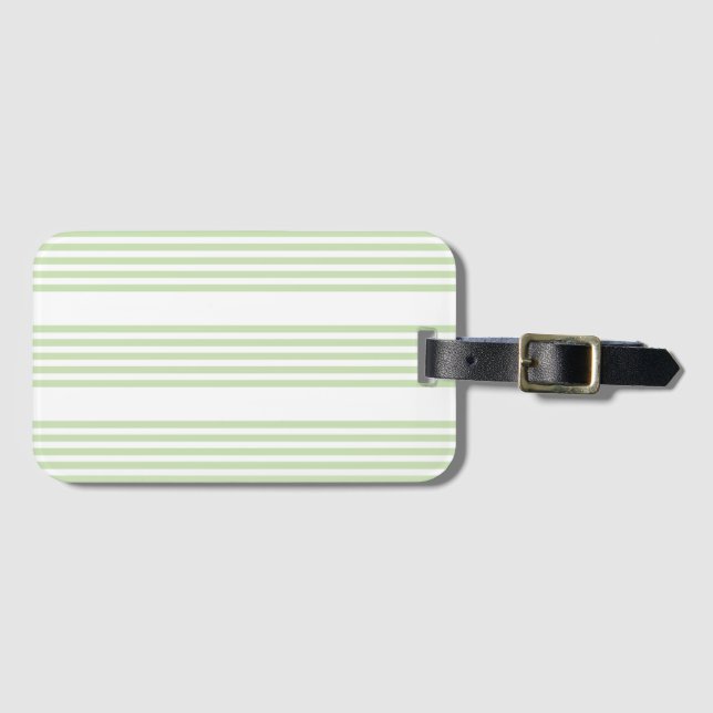 Étiquette À Bagage Pale vert et blanc cinq bandes motif (Devant Horizontal)