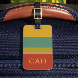 Étiquette À Bagage Palette de rayures de monogramme Wonderful World