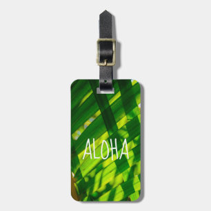 Étiquette À Bagage Palm Feuilles Plaid, Kapaa, Kauai, Hawaii - Aloha
