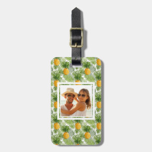 Étiquette À Bagage Palmettes tropicales et ananas de photo faite sur