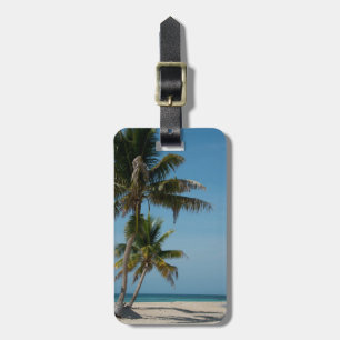Étiquette À Bagage Palmier et plage de sable blanc