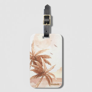Étiquette À Bagage Palmier Tropical Rustique