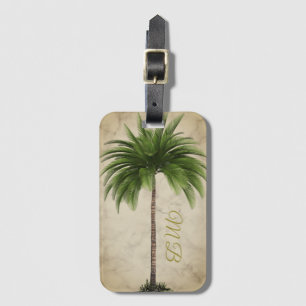 Étiquette À Bagage Palmier vintage Marbre Tropical Elégant