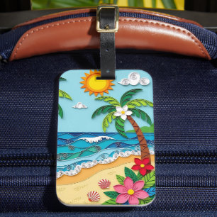 Étiquette À Bagage Palmiers sur la Plage Personnalisés