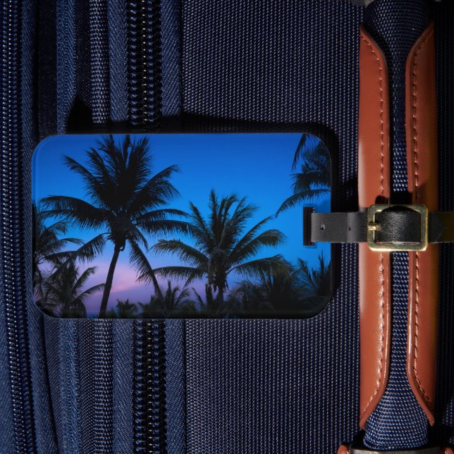 Étiquette À Bagage Palmiers tropicaux couchés de soleil (Insitu Rectoal 4)