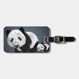 Étiquette À Bagage panda ours mignon animal câlin noir blanc doux